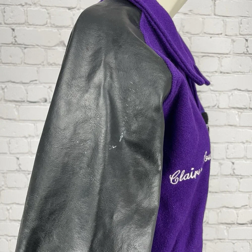 VTG Awards USA Purple Wool Snap Button Retro Varsity Band Jacket Size Medium M